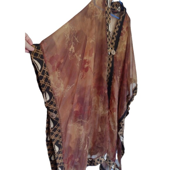 Mina Collection Kaftan Robe Mud Cloth Trim Copper Glow Rare Art to WearOne Size - Picture 8 of 16